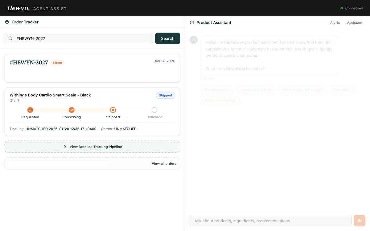 Order Tracker showing fulfillment pipeline