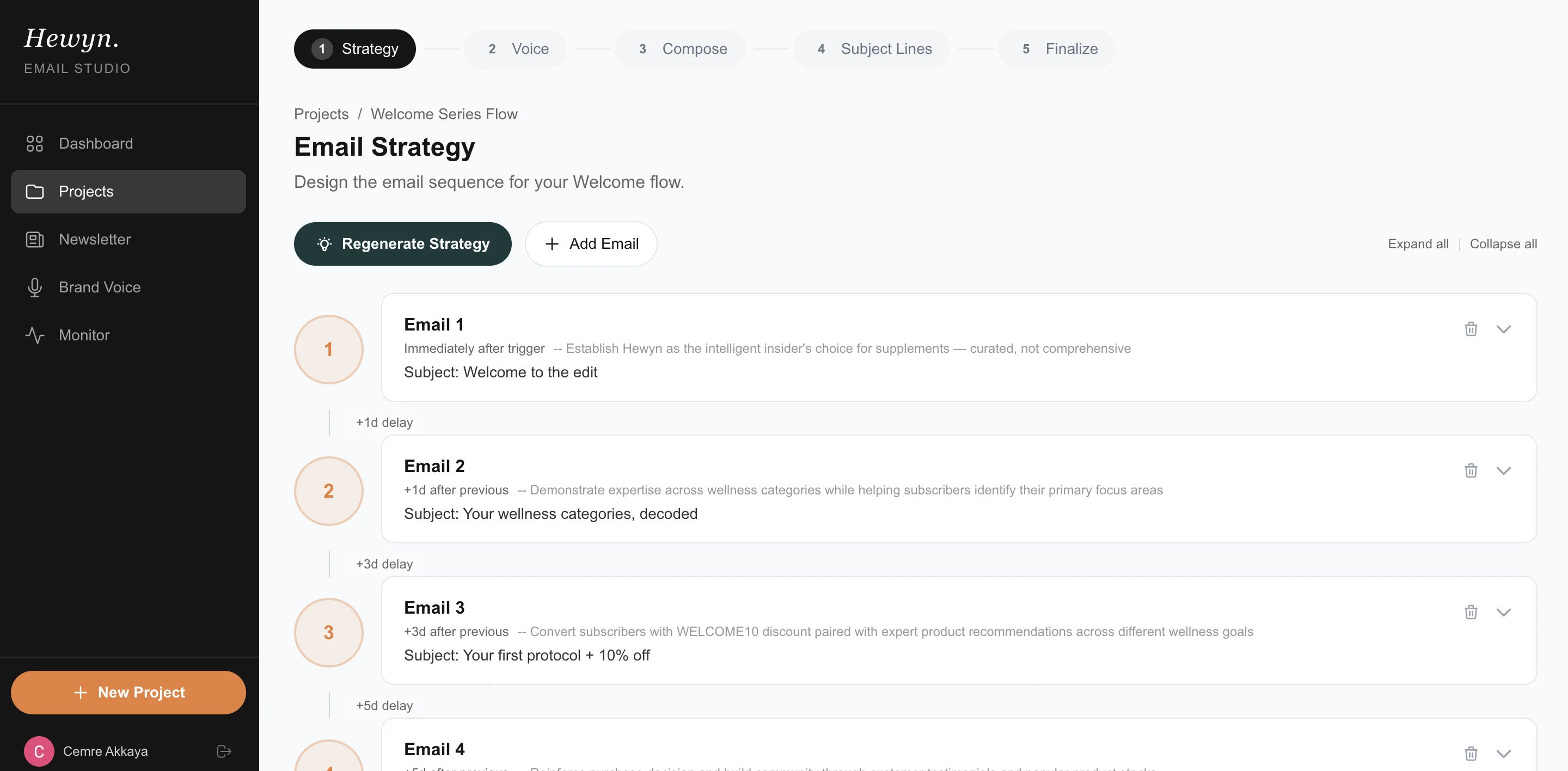 Email sequence strategy builder